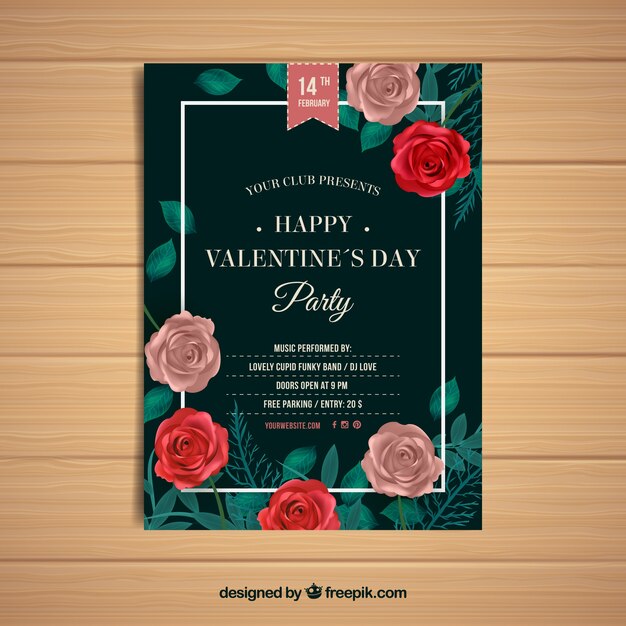 Realistic valentine\'s day flyer/poster