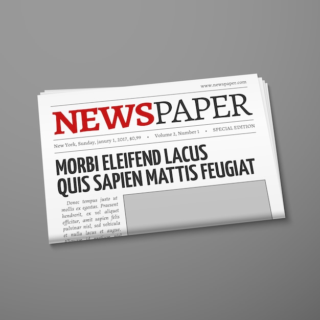 Realistic vector daily newspaper front page Premium Vector
