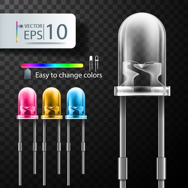 Realistic vector led , light emitting diode Free Vector