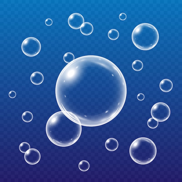 Realistic water bubbles isolated Premium Vector