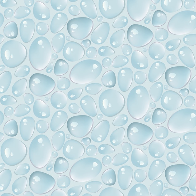 淡い青色の背景に現実的な水滴 プレミアムベクター