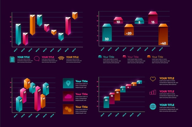 Free Vector | Realistic waterfall chart collection