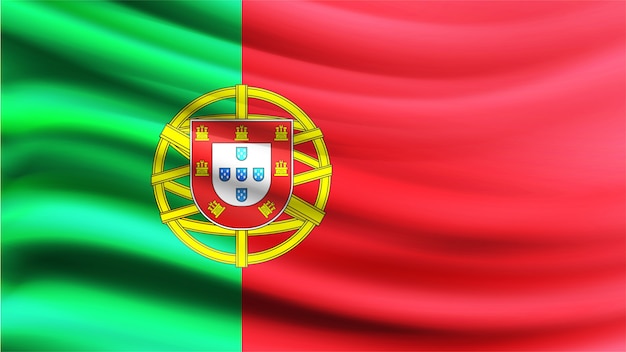 Realistic waving flag of portugal | Premium Vector