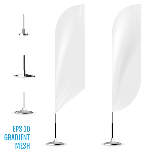 Download Realistic white banner flags 3d mockup. | Premium Vector