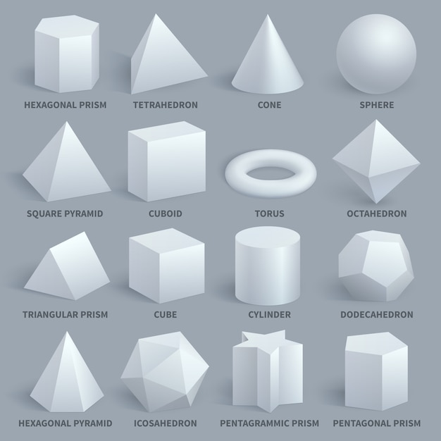 Download Realistic white basic 3d shapes vector set | Premium Vector