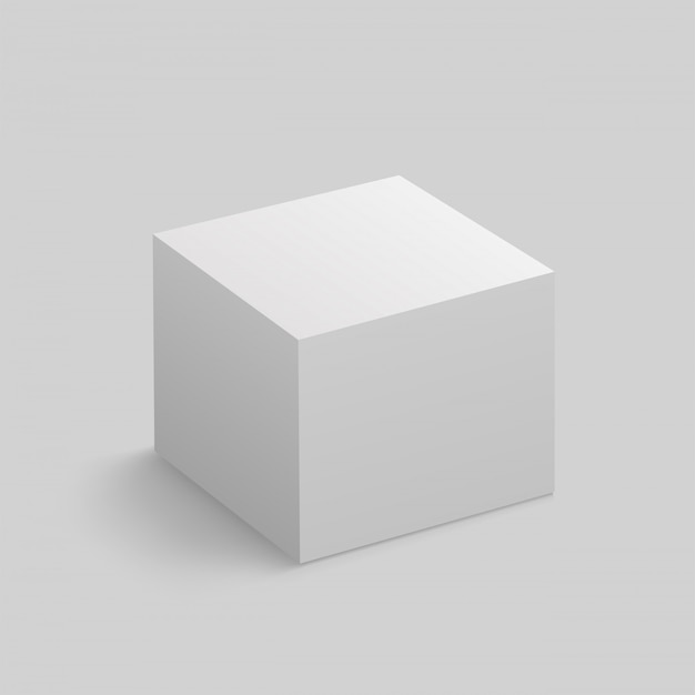 Premium Vector | Realistic white cube with shadow