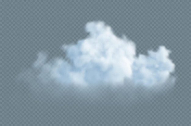 Реалистичное белое пушистое облако, изолированное на прозрачном