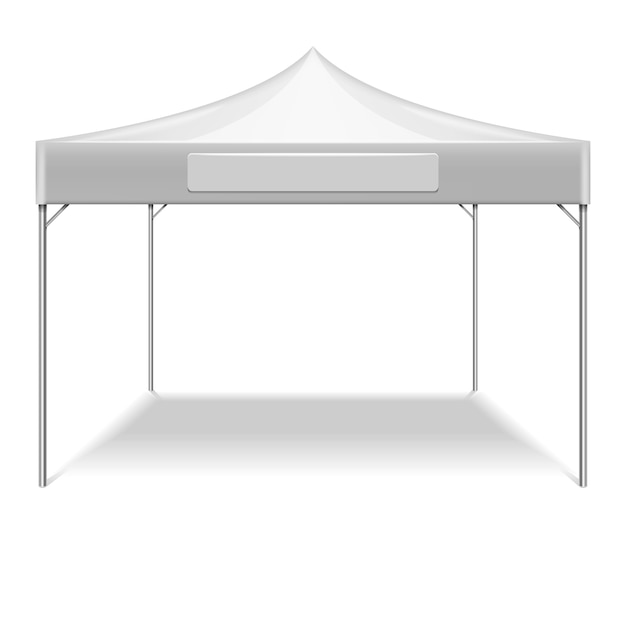 Download Premium Vector Realistic White Folding Tent For Outdoor Party In Garden Vector Mockup Tent For Protection From Sun