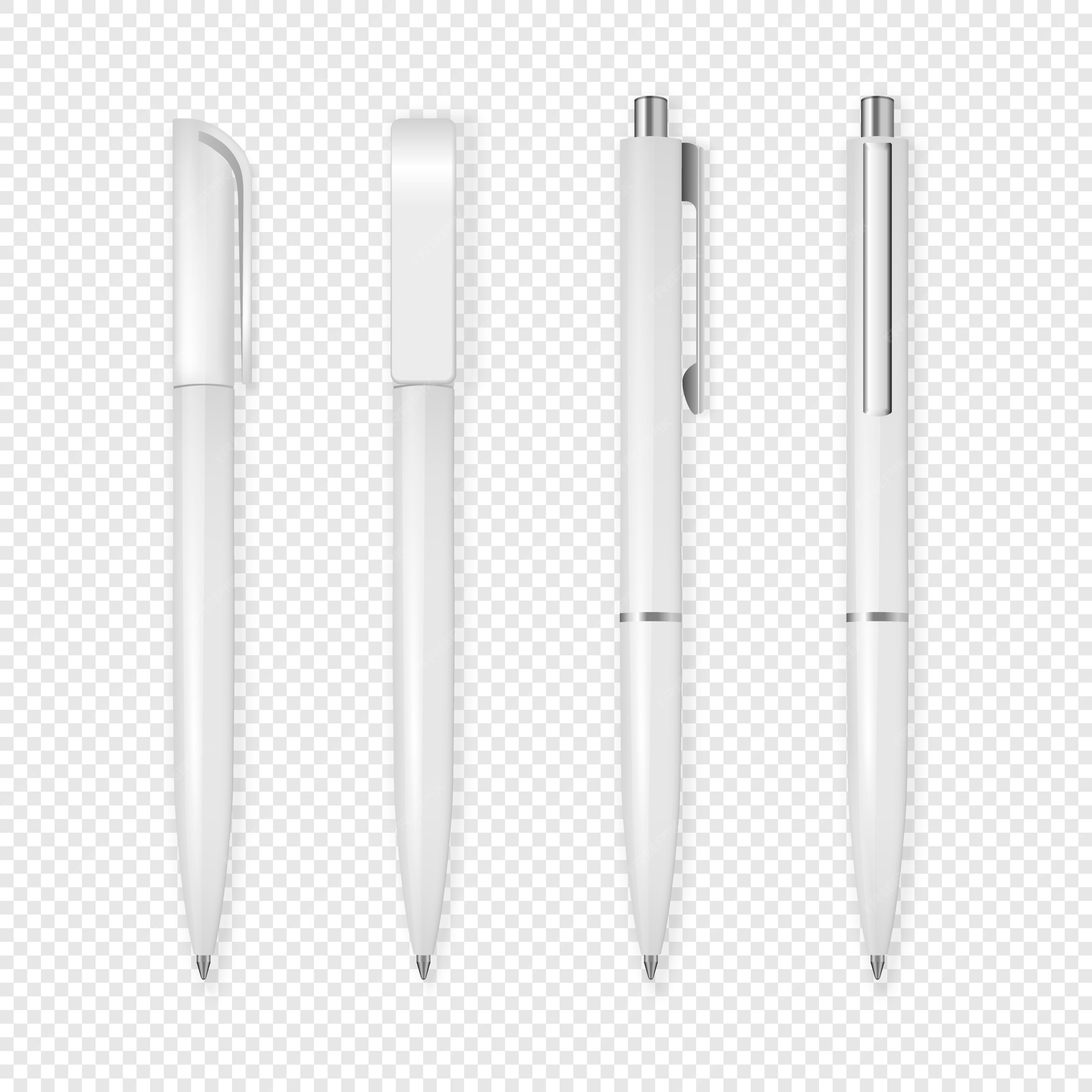 Premium Vector | Realistic white pen icon set.