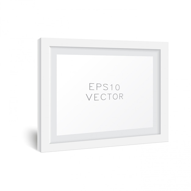 Download Realistic white wooden photo frame with soft shadow. white square photo frame mockup ...