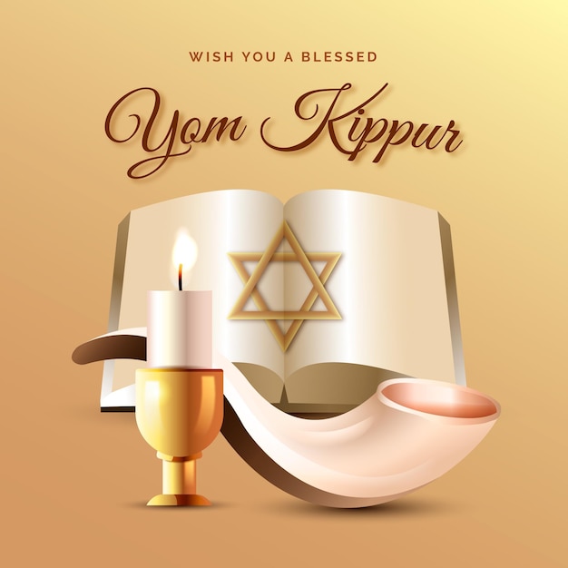 Free Vector Realistic Yom Kippur Background With Candle And Horn   Realistic Yom Kippur Background With Candle Horn 52683 44853 