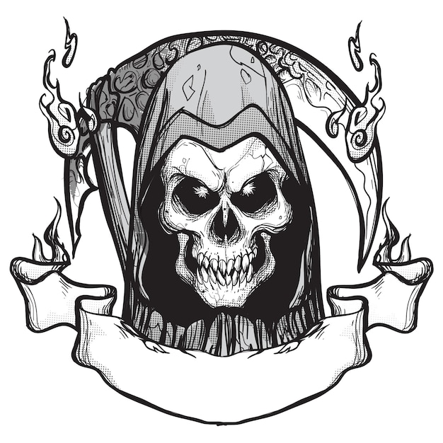 Premium Vector | Reaper emblem tattoo