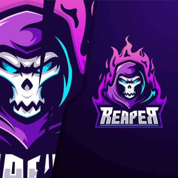 Premium Vector | Reaper fire e sport logo template