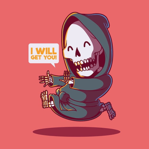 Premium Vector | Reaper running . skeleton, reaper, death, comics ...