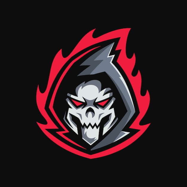 Premium Vector | Reaper skull head mascot logo design