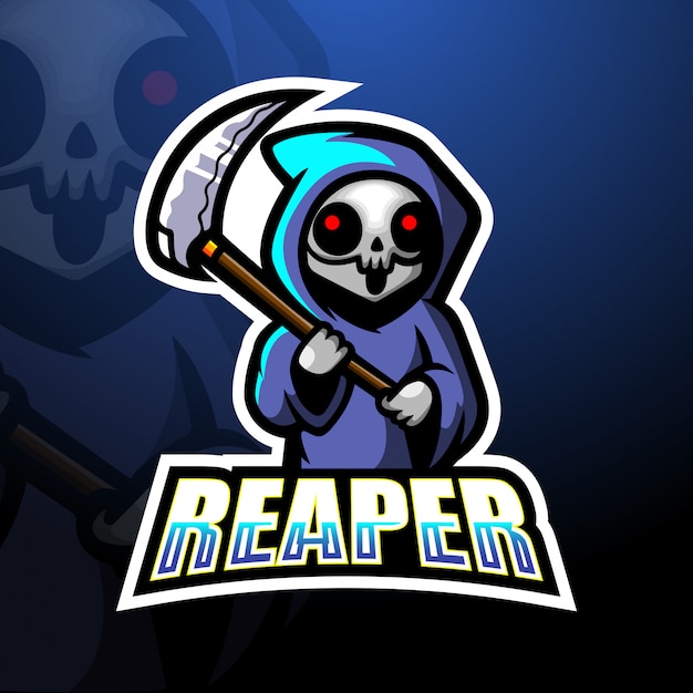 Premium Vector | Reaper skull mascot esport logo illustration