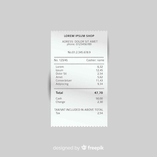 Free Vector Receipt template collection with realistic design