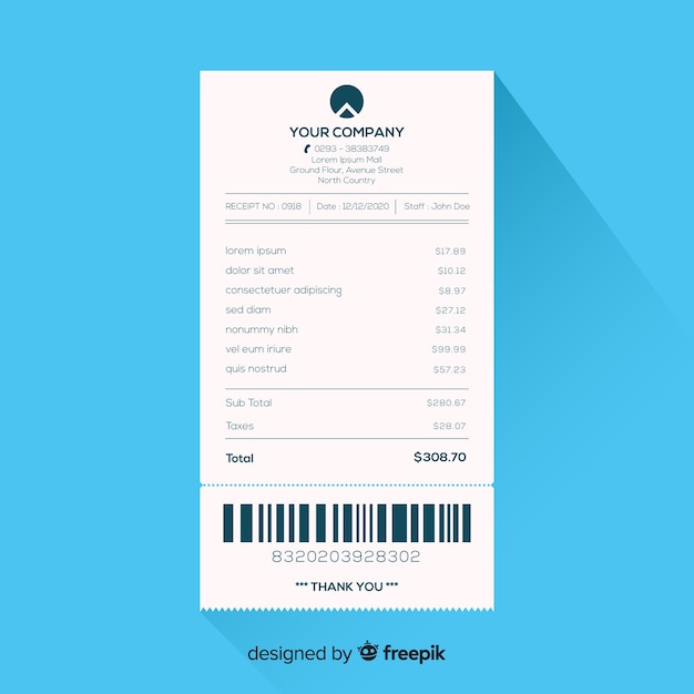 receipt-template-with-flat-design-free-vector