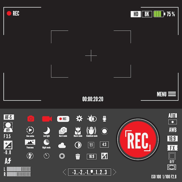 Record video or photo symbol. viewfinders screen or movie recording preview Premium Vector
