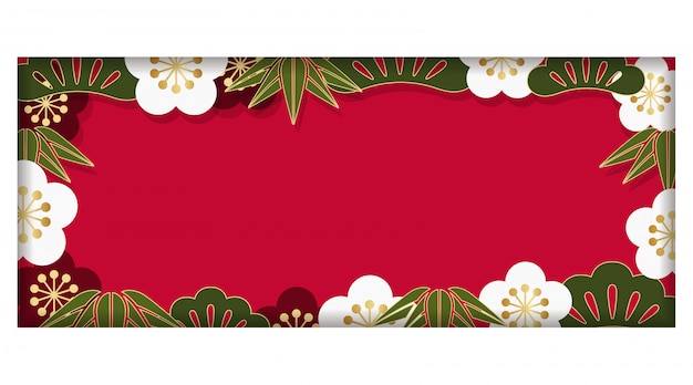 Premium Vector | Rectangle frame with traditional japanese pattern