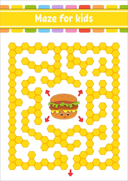 Download Premium Vector Rectangular Color Maze Game For Kids Funny Labyrinth Education Developing Worksheet Activity Page Puzzle For Children