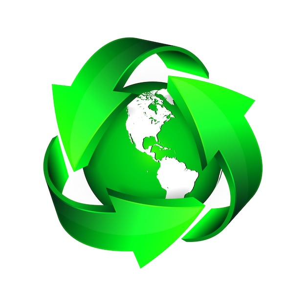 矢印と緑の地球をリサイクルします プレミアムベクター