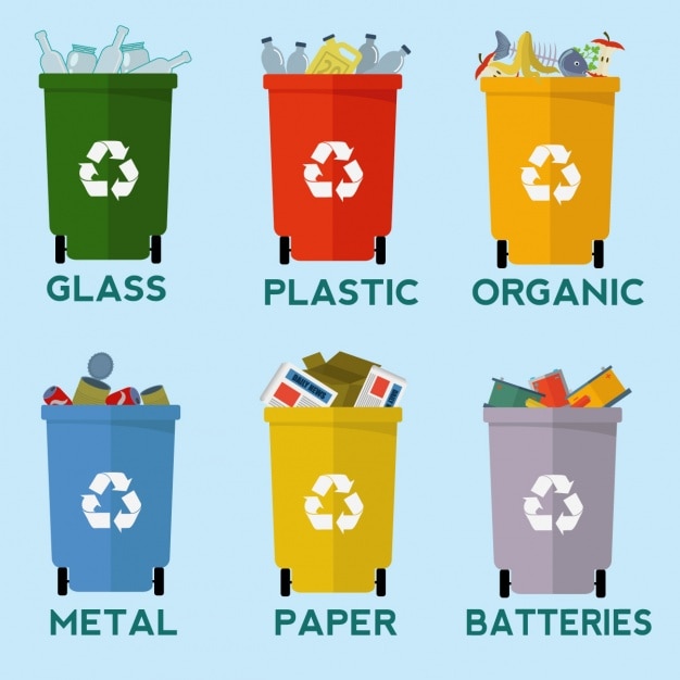 Recycling bins collection Vector | Free Download