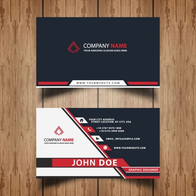 Red adn grey professional visit card Vector | Free Download
