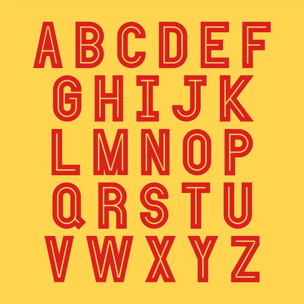 Premium Vector | Red alphabet letters on yellow background