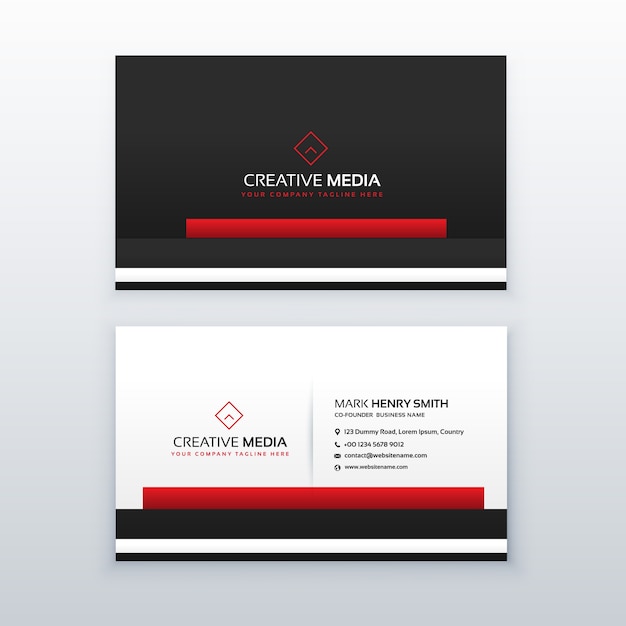 Red and black professional business card\
design