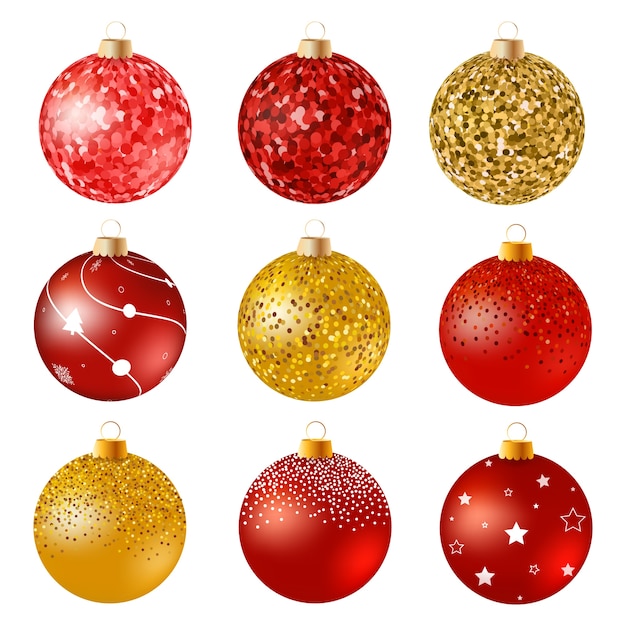 red and gold christmas balls on white surface set of isolated realistic decorations vector - White And Gold Christmas Ornaments red and gold christmas balls on white surface set of isolated realistic decorations vector - White And Gold Christmas Ornaments