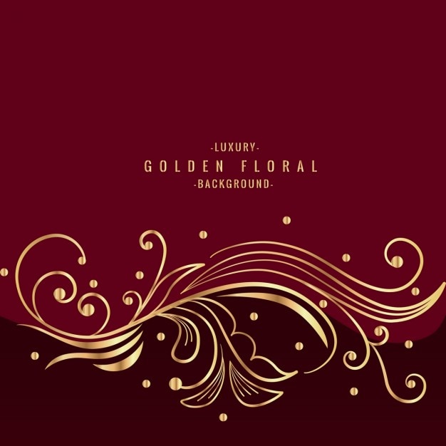 Red and gold floral background Vector Free Download