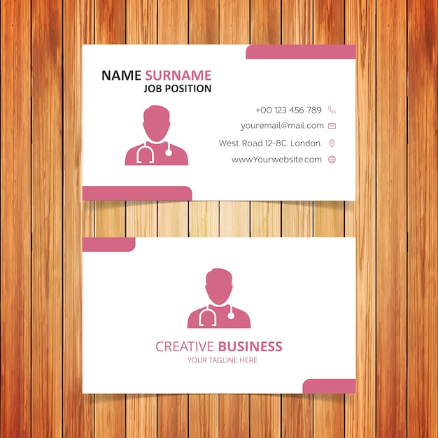 Red and white doctor business card