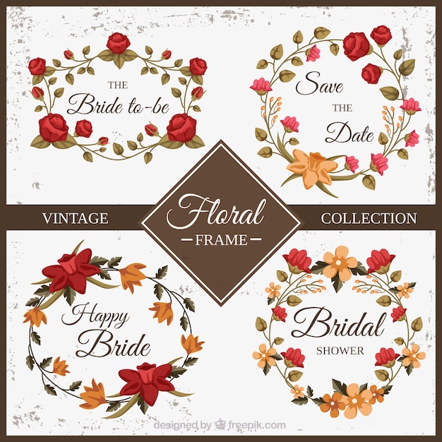 Red and yellow floral frame vintage
collection