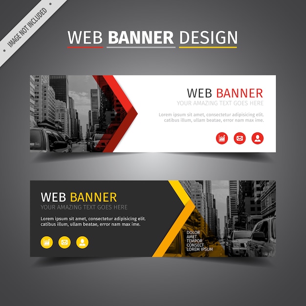 Red and yellow web banner design Vector | Free Download