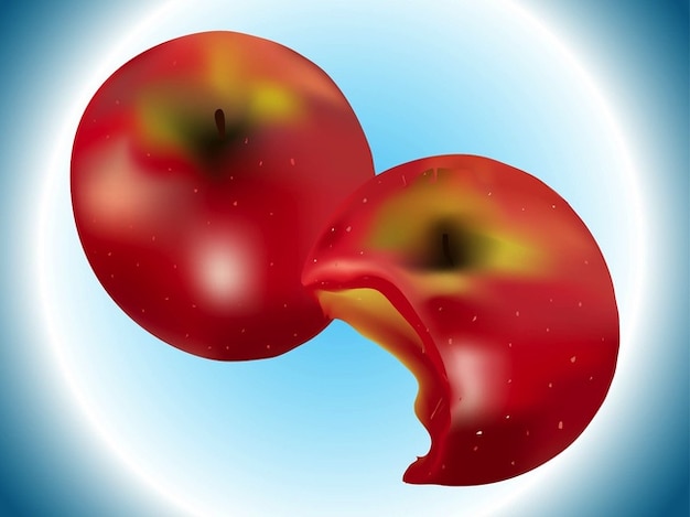 Download Red apple bite realistic illustration Vector | Free Download
