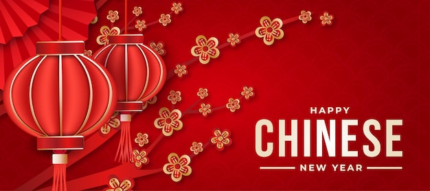 Premium Vector | Red background chinese new year banner