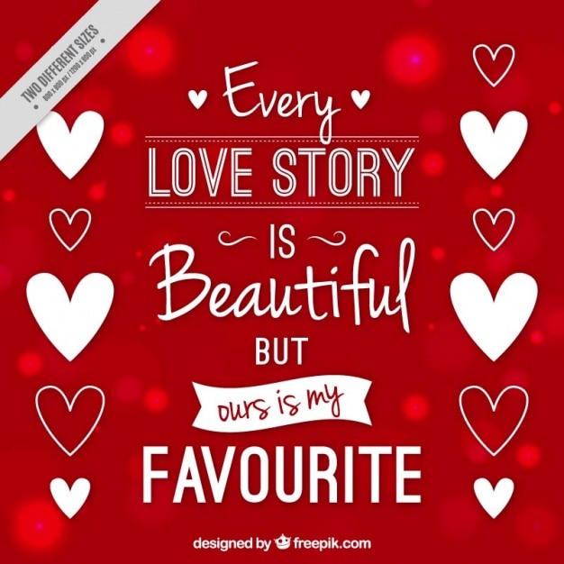 Red background with beautiful love
message