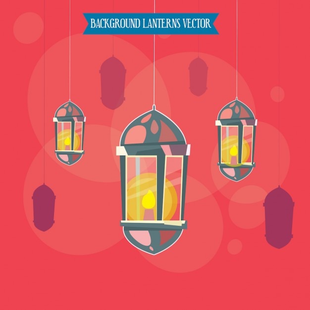 Red Background With Decorative Lanterns Hanging Vector Free Download