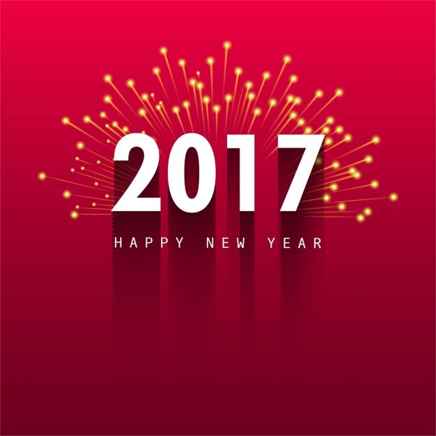 Red background with fireworks for new year Free Vector