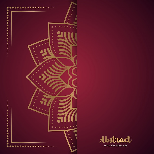 Red background with flower mandala Free Vector