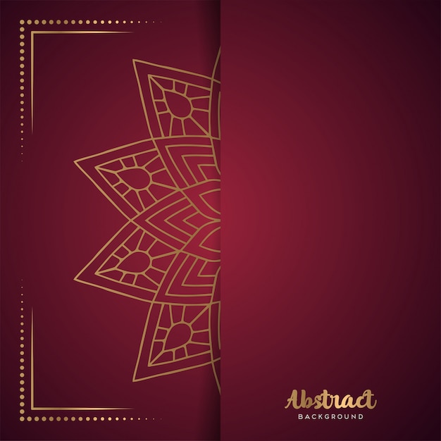 Red background with flower mandala Free Vector