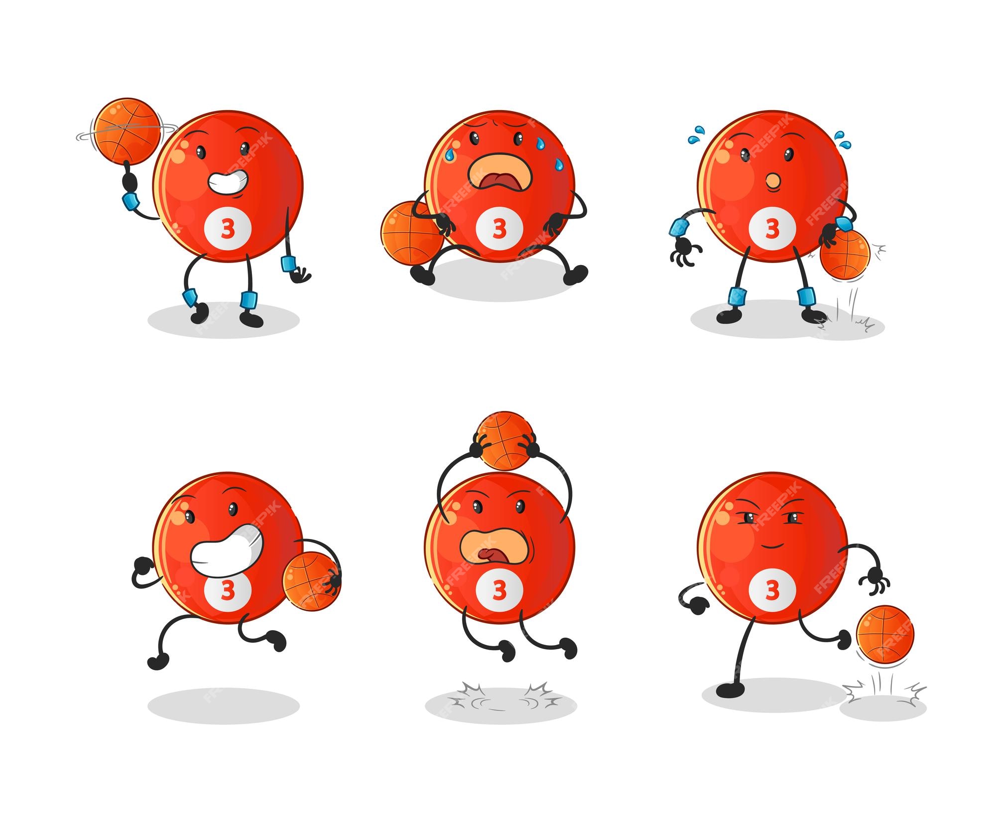 Premium Vector | Red billiard ball basketball player group character ...