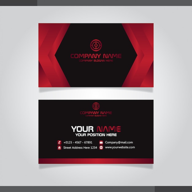 Premium Vector | Red and black business card design