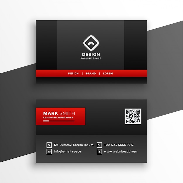 Free Vector | Red and black dark business card template design