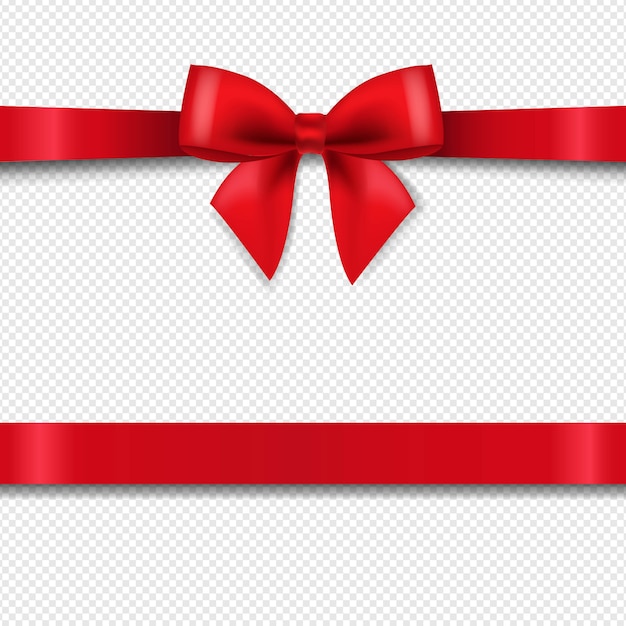 Red bow isolated on transparent | Premium Vector