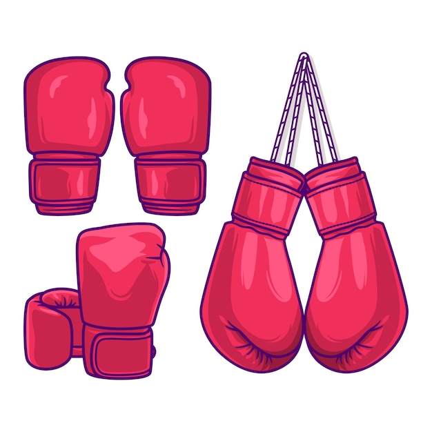 Premium Vector Red Boxing Gloves Set Vector Illustration Isolated On