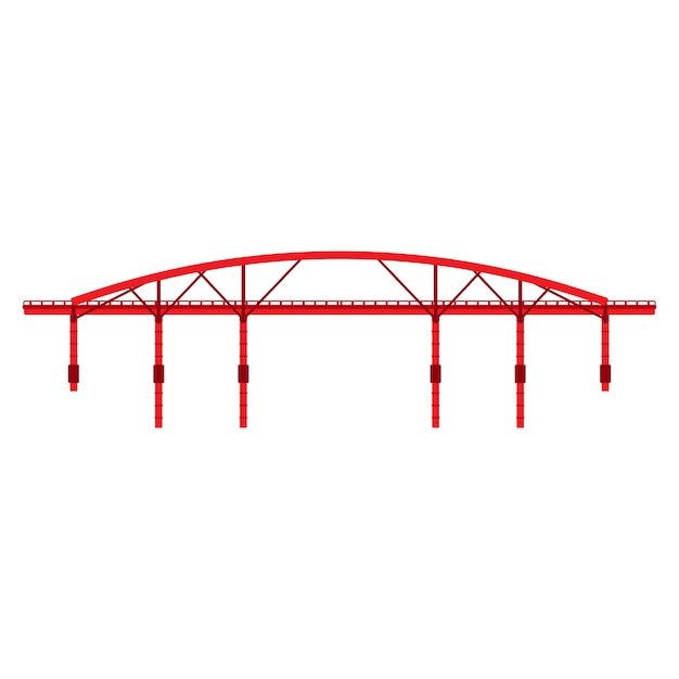 Premium Vector | Red bridge icon illustration architecture side viewd.