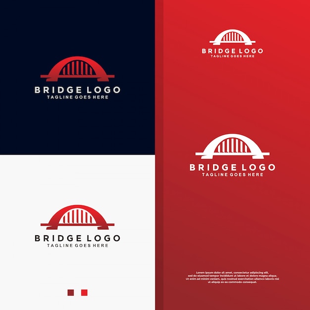 赤い橋のロゴ プレミアムベクター