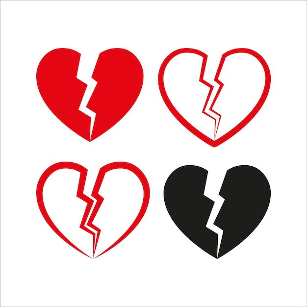 Premium Vector Red Broken Heart Isolated Set Vector Illustration Flat 6579